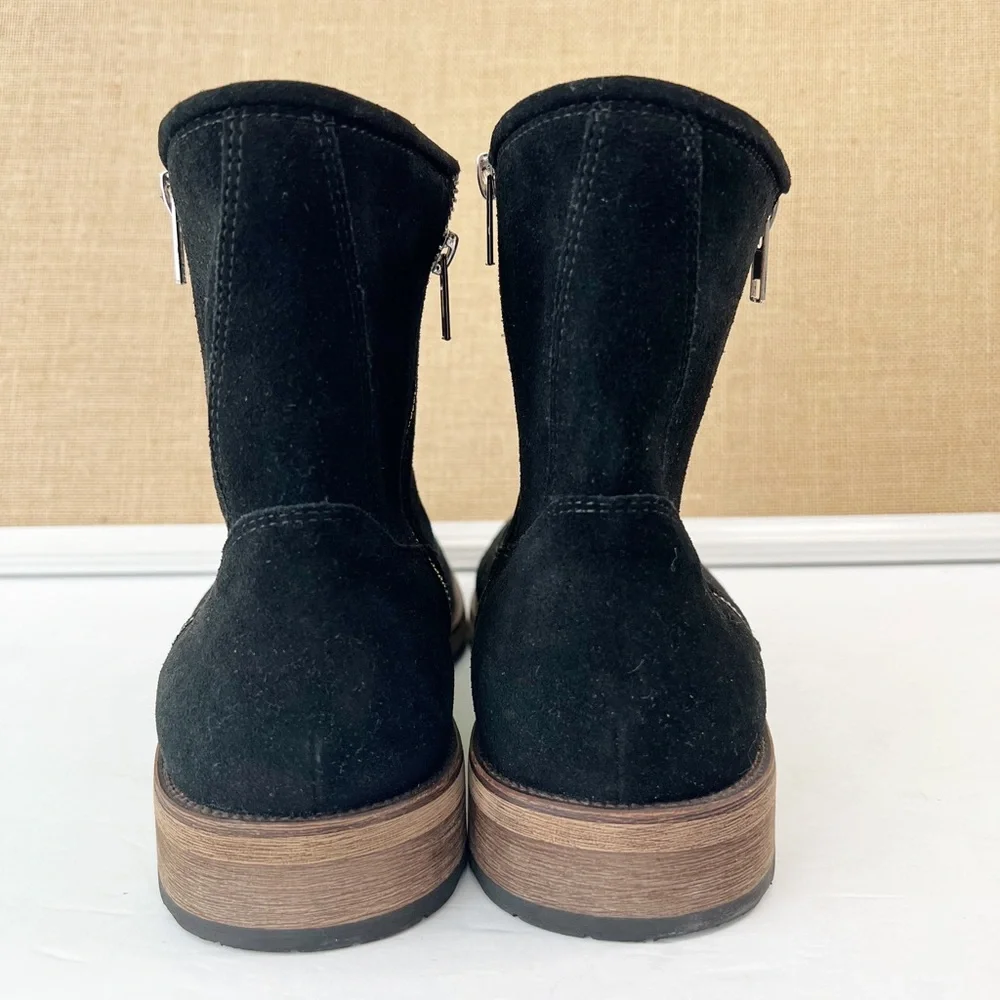 NEW REPUBLIC Men’s Black Suede Twin Zipper Luxury Boots Size 11.5